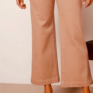 PAIGE Luxe Coated Anessa Wide-Leg denim jeans  in Tan